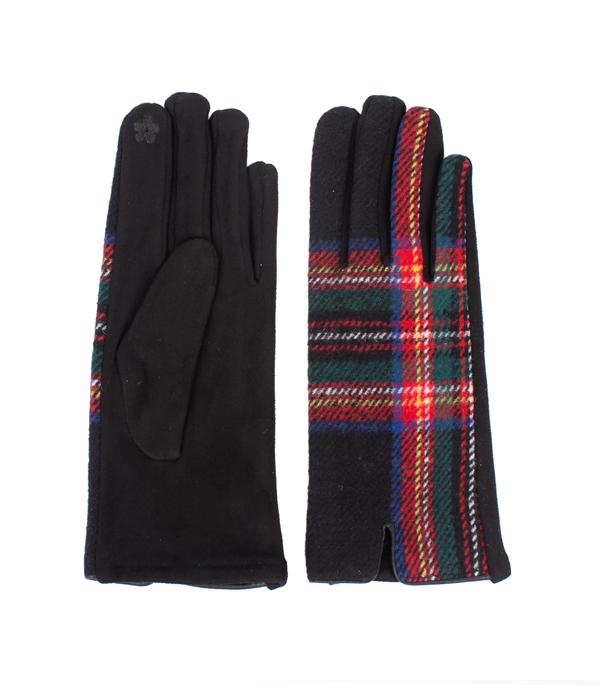 New Arrival :: Wholesale Tartan Plaid Smart Touch Winter Gloves