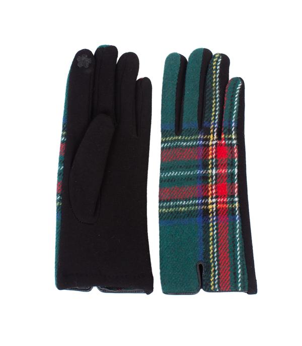GLOVES I SOCKS :: Wholesale Tartan Plaid Smart Touch Winter Gloves