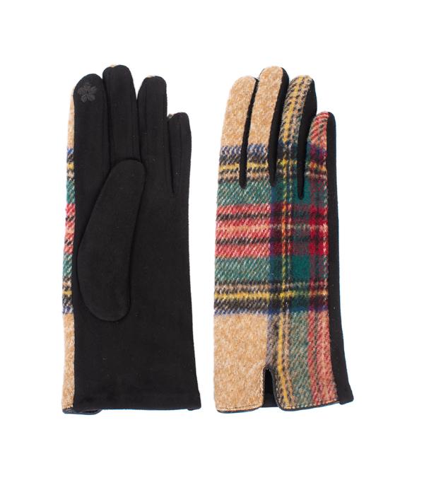 GLOVES I SOCKS :: Wholesale Tartan Plaid Smart Touch Winter Gloves