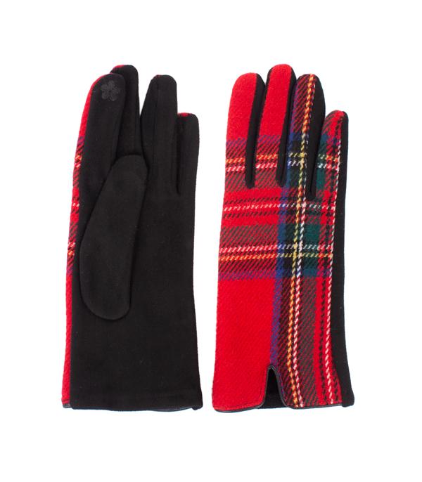 GLOVES I SOCKS :: Wholesale Tartan Plaid Smart Touch Winter Gloves