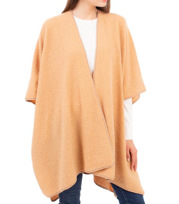 New Arrival :: Wholesale Solid Color Boucle Fall Winter Poncho