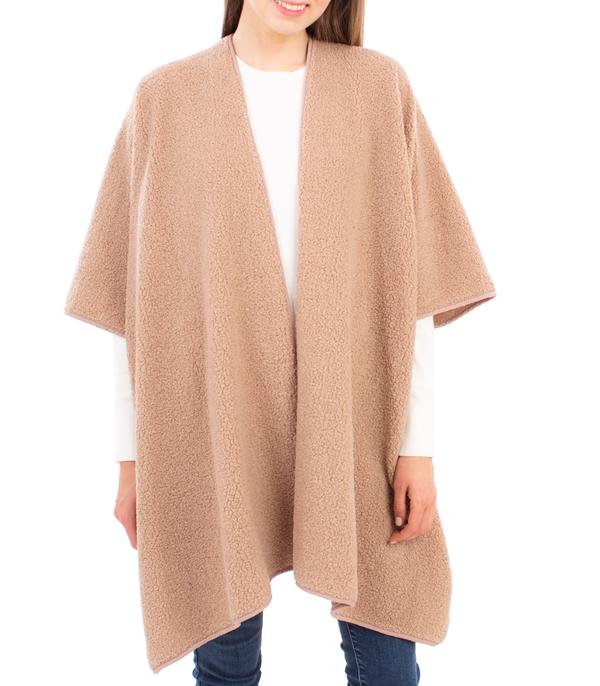 New Arrival :: Wholesale Solid Color Boucle Fall Winter Poncho