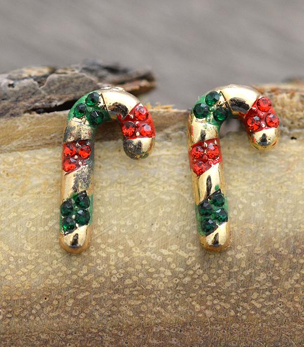 New Arrival :: Wholesale Christmas Candy Cane Post Earrings