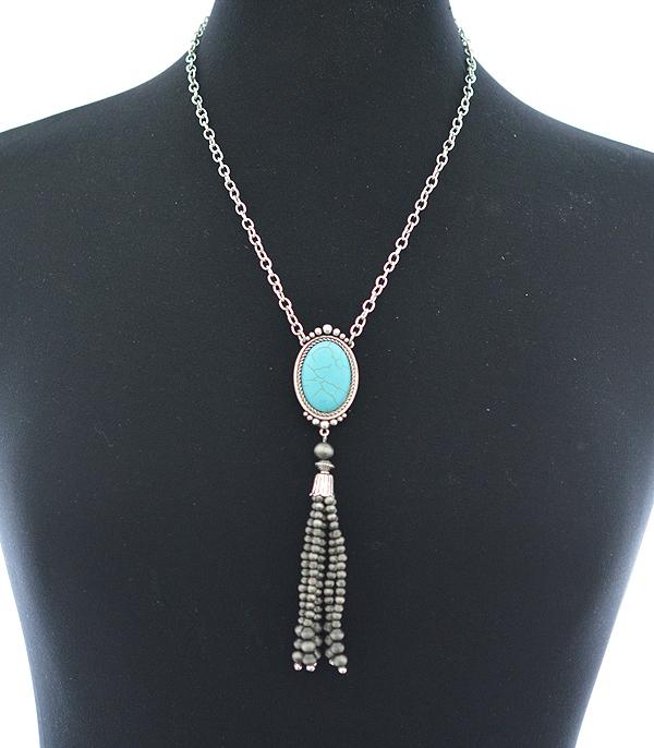 <font color=black>SALE ITEMS</font> :: JEWELRY :: Necklaces :: Wholesale Turquoise Western Tassel Necklace