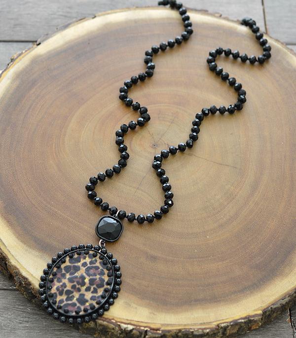 New Arrival :: Wholesale Leopard Pendant Glass Bead Necklace