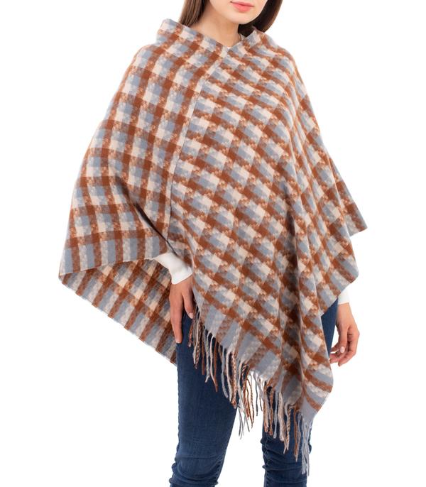 <font color=black>SALE ITEMS</font> :: SCARVES | APPAREL  :: Apparel :: Wholesale Checker Pattern Knit Poncho