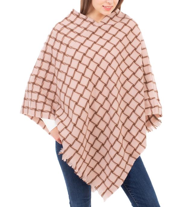 <font color=black>SALE ITEMS</font> :: SCARVES | APPAREL  :: Apparel :: Wholesale Checker Pattern Knit Poncho