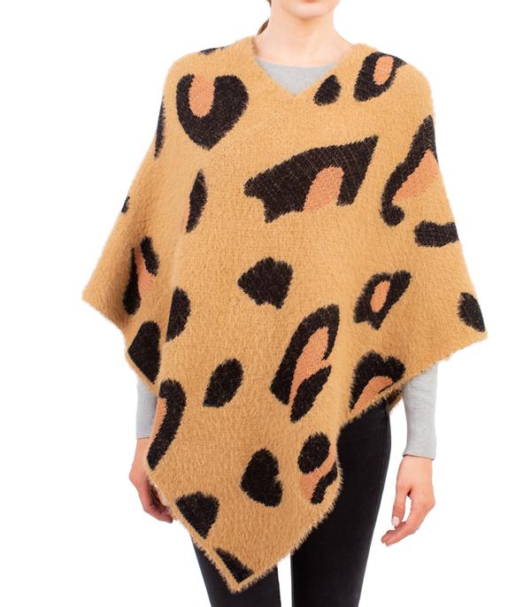 New Arrival :: Wholesale Leopard Print Knit Poncho