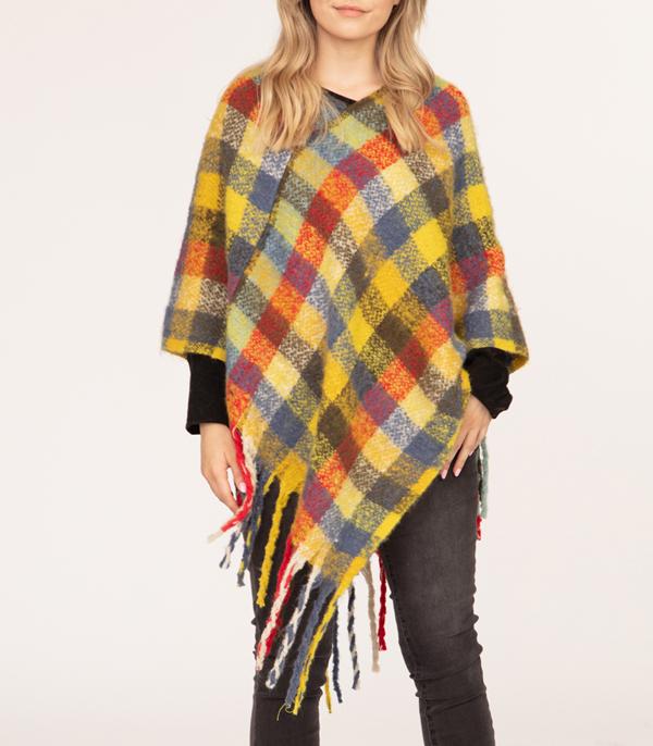 <font color=black>SALE ITEMS</font> :: SCARVES | APPAREL  :: Apparel :: Wholesale Multi Plaid Print Poncho