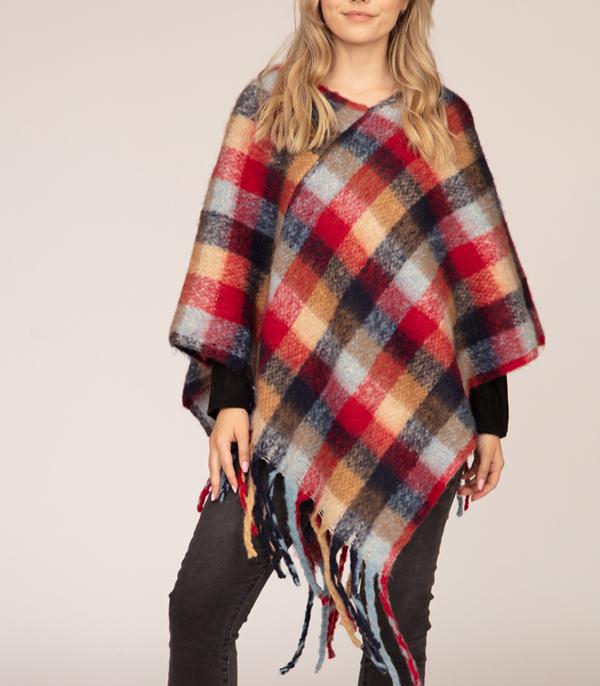 <font color=black>SALE ITEMS</font> :: SCARVES | APPAREL  :: Apparel :: Wholesale Multi Plaid Print Poncho