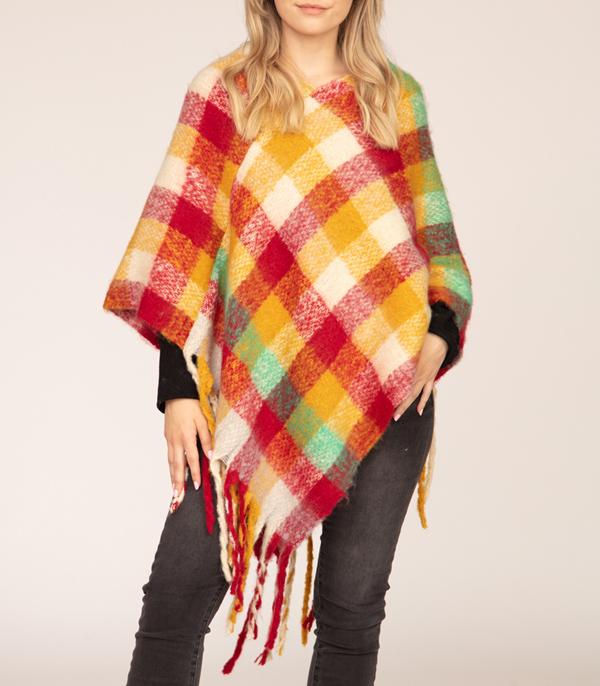 <font color=black>SALE ITEMS</font> :: SCARVES | APPAREL  :: Apparel :: Wholesale Multi Plaid Print Poncho