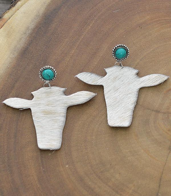 EARRINGS :: WESTERN POST EARRINGS :: Wholesale Tipi Cowhide Cow Head Earrings