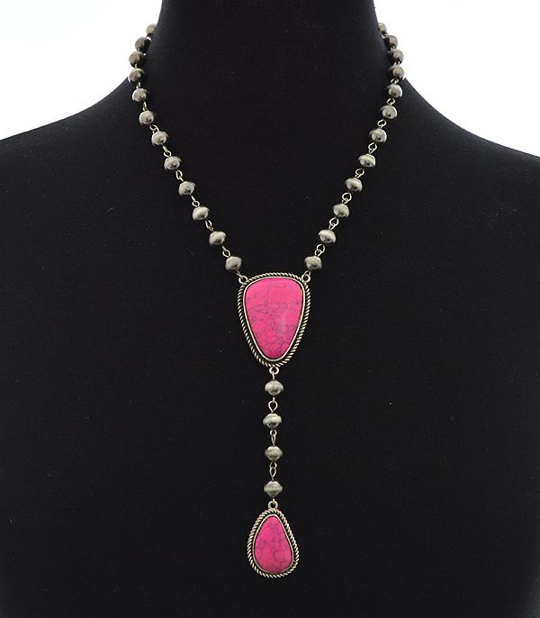 <font color=black>SALE ITEMS</font> :: JEWELRY :: Necklaces :: Wholesale Turquoise Semi Stone Y Necklace