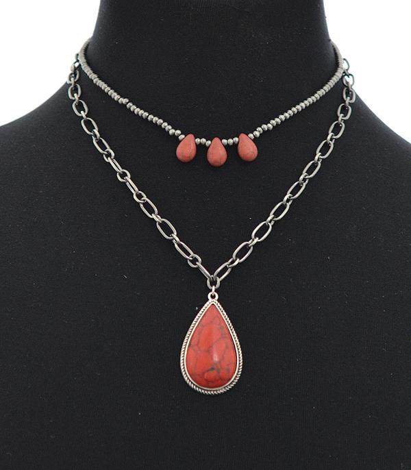 <font color=black>SALE ITEMS</font> :: JEWELRY :: Necklaces :: Wholesale Western Semi Stone Layered Necklace
