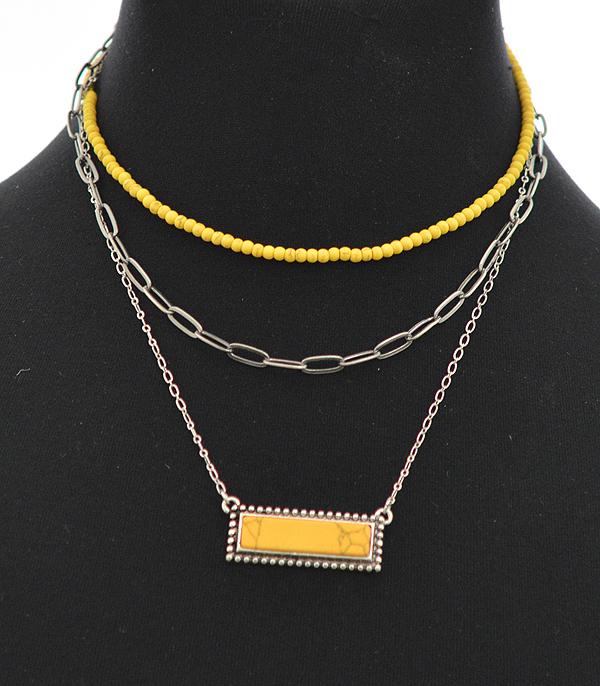 New Arrival :: Wholesale Western Semi Stone Layered Necklace