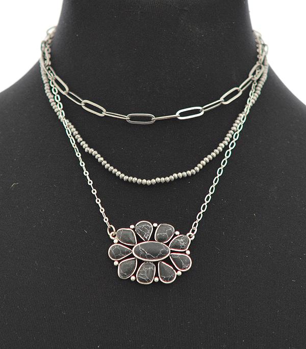 New Arrival :: Wholesale Western Semi Turquoise Layered Necklace