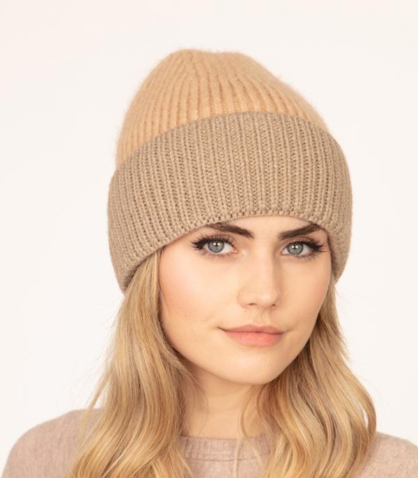 New Arrival :: Wholesale Two Tone Wool Mix Knit Beanie