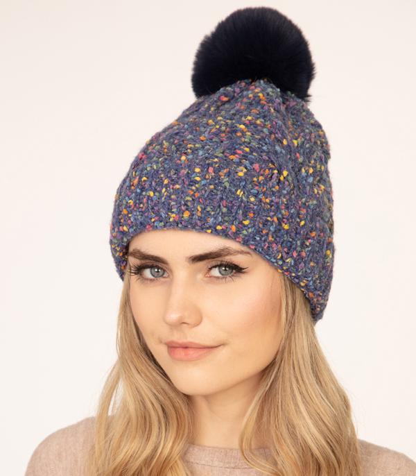 HATS I HAIR ACC :: BEANIES I HEADWRAP :: Wholesale Womens Winter Confetti PomPom Beanie