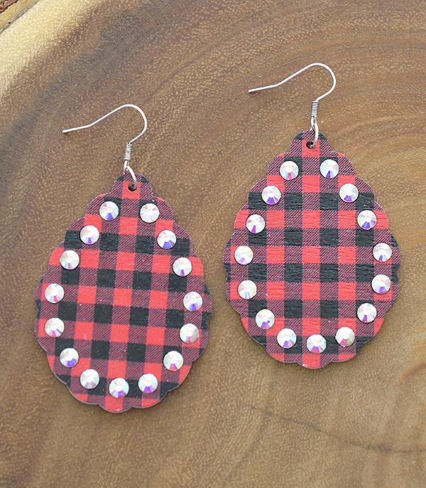 <font color=black>SALE ITEMS</font> :: JEWELRY :: Earrings :: Wholesale Buffalo Plaid Teardrop Earrings