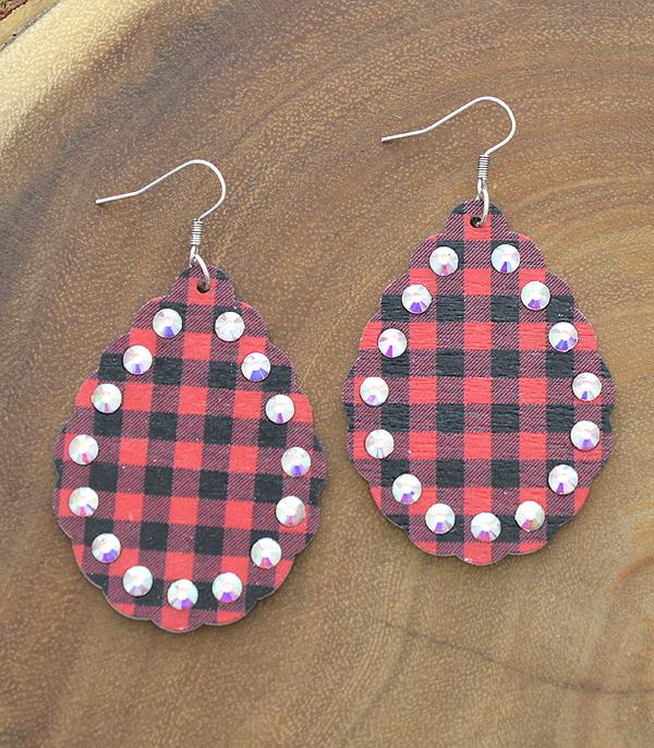 <font color=black>SALE ITEMS</font> :: JEWELRY :: Earrings :: Wholesale Buffalo Plaid Teardrop Earrings