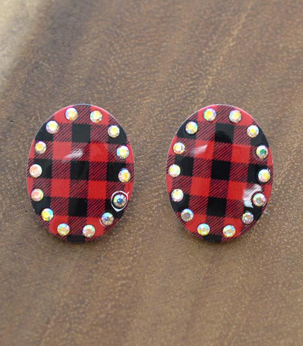 <font color=black>SALE ITEMS</font> :: JEWELRY :: Earrings :: Wholesale Buffalo Plaid Print Post Earrings