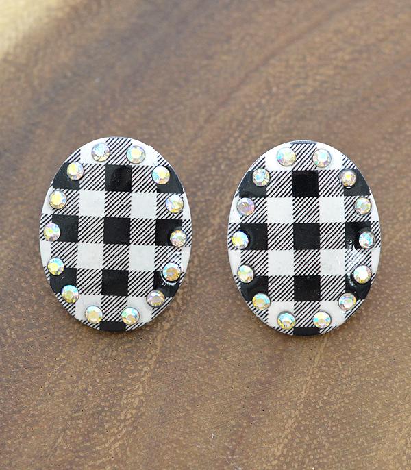 <font color=black>SALE ITEMS</font> :: JEWELRY :: Earrings :: Wholesale Buffalo Plaid Print Post Earrings