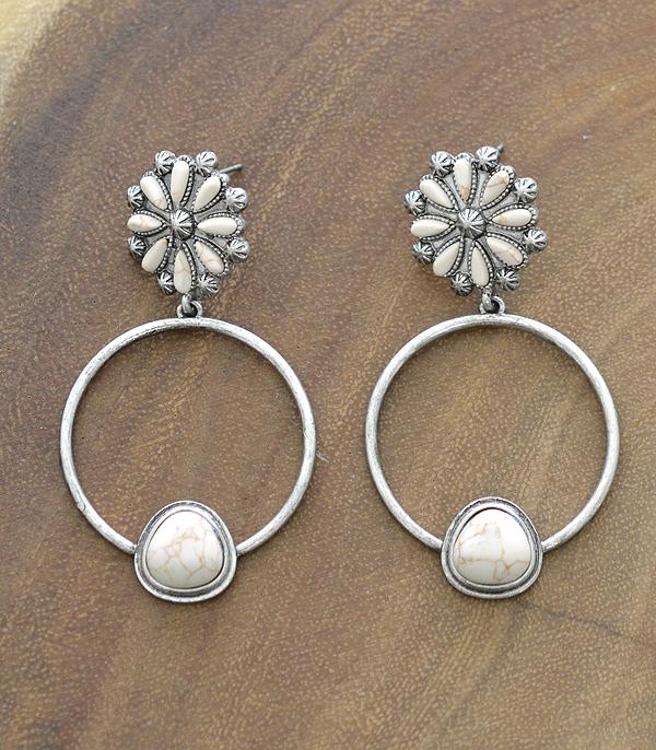 <font color=black>SALE ITEMS</font> :: JEWELRY :: Earrings :: Wholesale Western Semi Stone Hoop Earrings