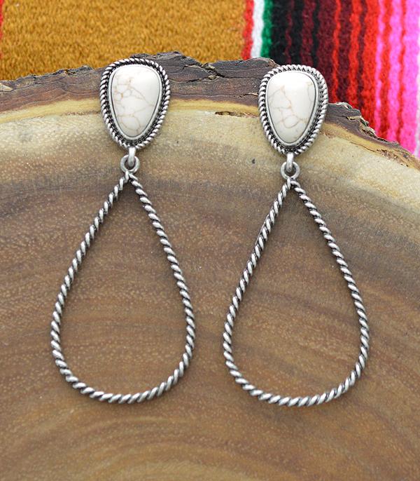 EARRINGS :: WESTERN POST EARRINGS :: Wholesale Western Semi Stone Teardrop Earrings