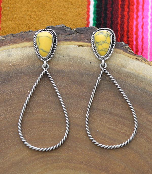 EARRINGS :: WESTERN POST EARRINGS :: Wholesale Western Semi Stone Teardrop Earrings