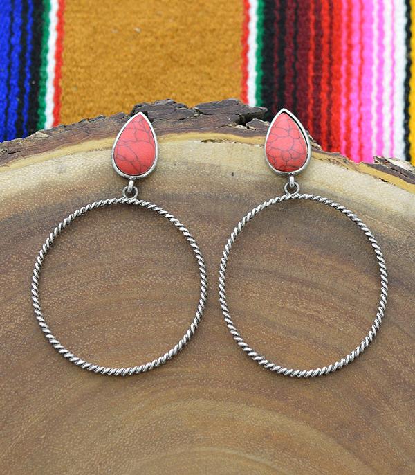 <font color=black>SALE ITEMS</font> :: JEWELRY :: Earrings :: Wholesale Western Semi Stone Post Hoop Earrings