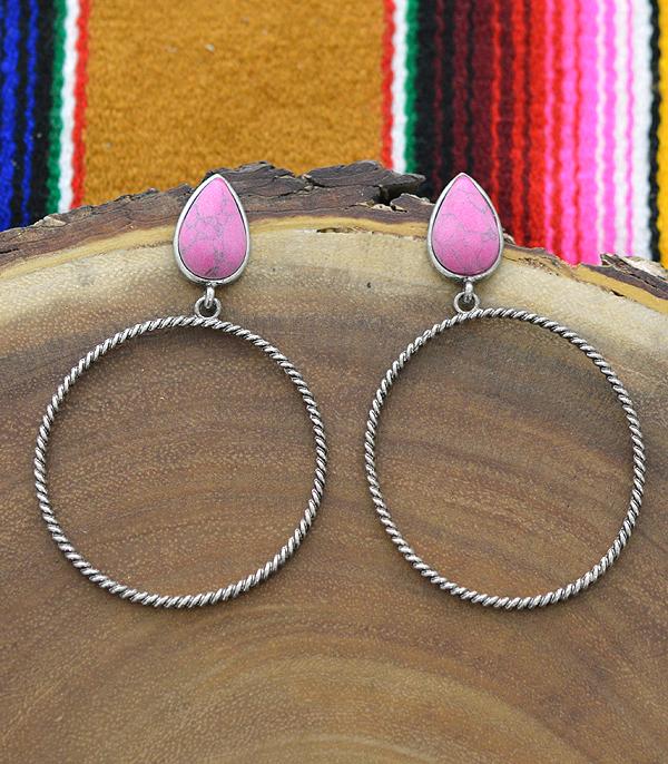 <font color=black>SALE ITEMS</font> :: JEWELRY :: Earrings :: Wholesale Western Semi Stone Post Hoop Earrings
