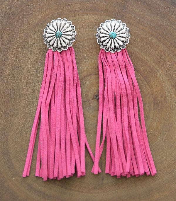 <font color=black>SALE ITEMS</font> :: JEWELRY :: Earrings :: Wholesale Western Concho Post Fringed Earrings