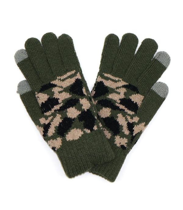 New Arrival :: Wholesale Womens Camo Knit Winter Gloves