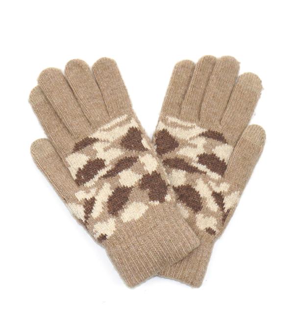 New Arrival :: Wholesale Womens Camo Knit Winter Gloves