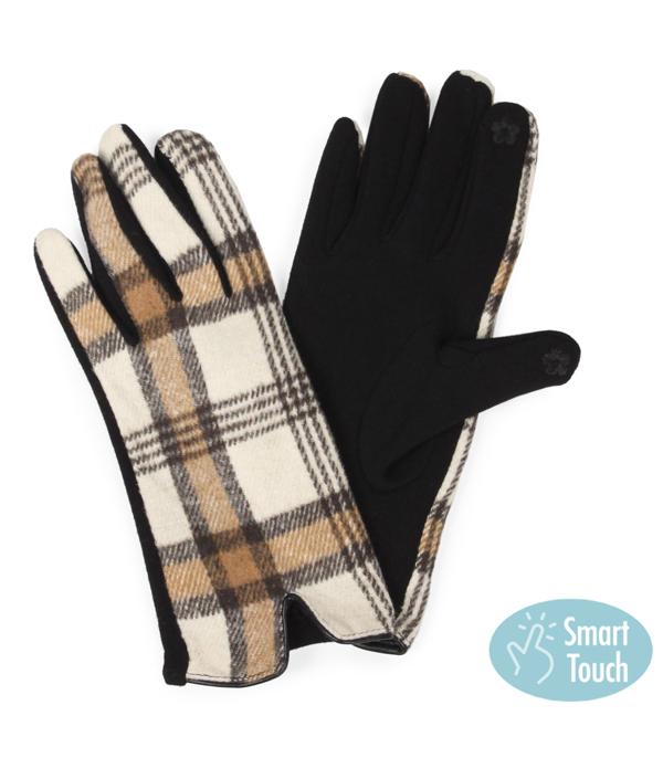 New Arrival :: Wholesale Womens Plaid Print Winter Gloves
