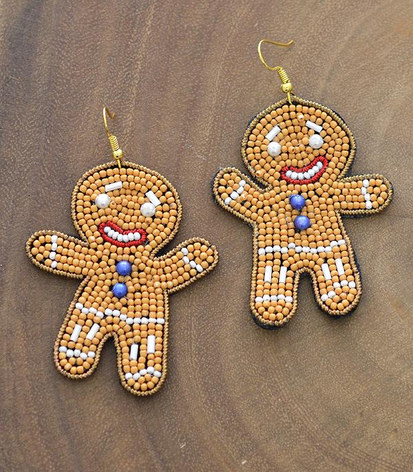 New Arrival :: Wholesale Seed Bead Gingerbread Man Earrings