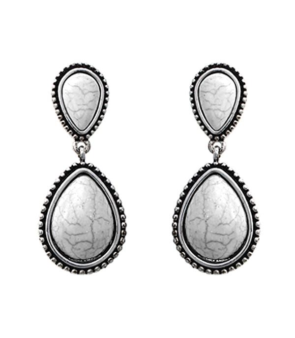 <font color=black>SALE ITEMS</font> :: JEWELRY :: Earrings :: Wholesale Turquoise Semi Stone Teardrop Earrings