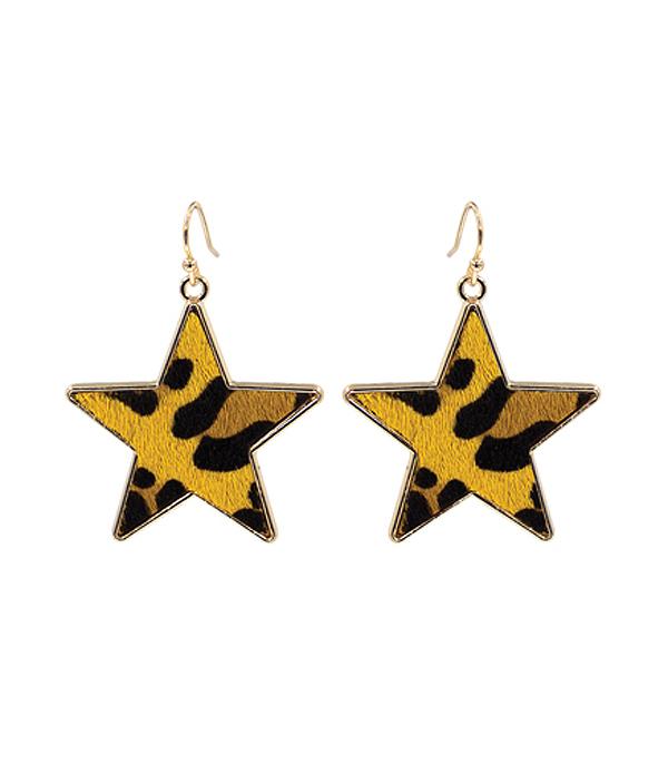 <font color=black>SALE ITEMS</font> :: JEWELRY :: Earrings :: Wholesale Cowhide Star Dangle Earrings