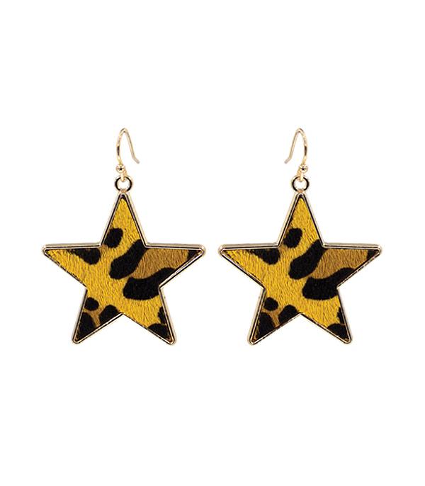 <font color=black>SALE ITEMS</font> :: JEWELRY :: Earrings :: Wholesale Cowhide Star Dangle Earrings