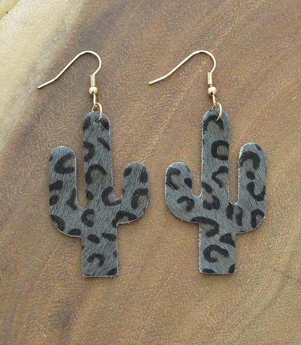 <font color=black>SALE ITEMS</font> :: JEWELRY :: Earrings :: Wholesale Animal Print Leather Cactus Earrings