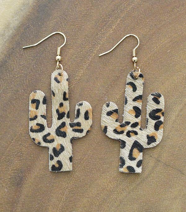 <font color=black>SALE ITEMS</font> :: JEWELRY :: Earrings :: Wholesale Animal Print Leather Cactus Earrings