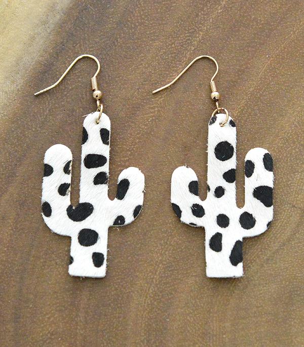 <font color=black>SALE ITEMS</font> :: JEWELRY :: Earrings :: Wholesale Animal Print Leather Cactus Earrings