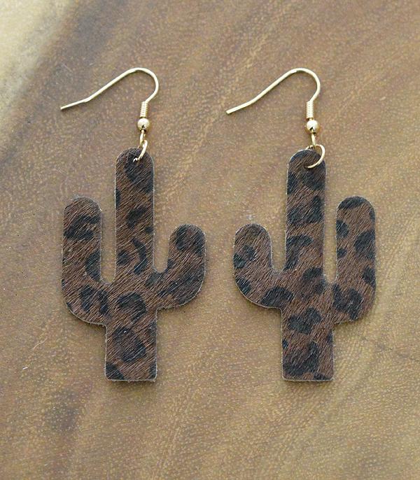 <font color=black>SALE ITEMS</font> :: JEWELRY :: Earrings :: Wholesale Animal Print Leather Cactus Earrings