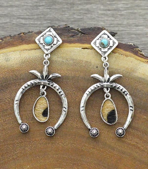 EARRINGS :: WESTERN HOOK EARRINGS :: Wholesale Animal Print Squash Blossom Earrings