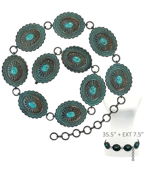 New Arrival :: Wholesale Western Turquoise Semi Stone Concho Belt