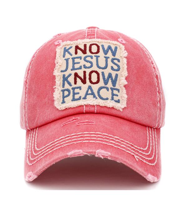 HATS I HAIR ACC :: BALLCAP :: Wholesale Know Jesus Know Piece Vintage Ballcap