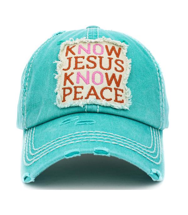 HATS I HAIR ACC :: BALLCAP :: Wholesale Know Jesus Know Piece Vintage Ballcap