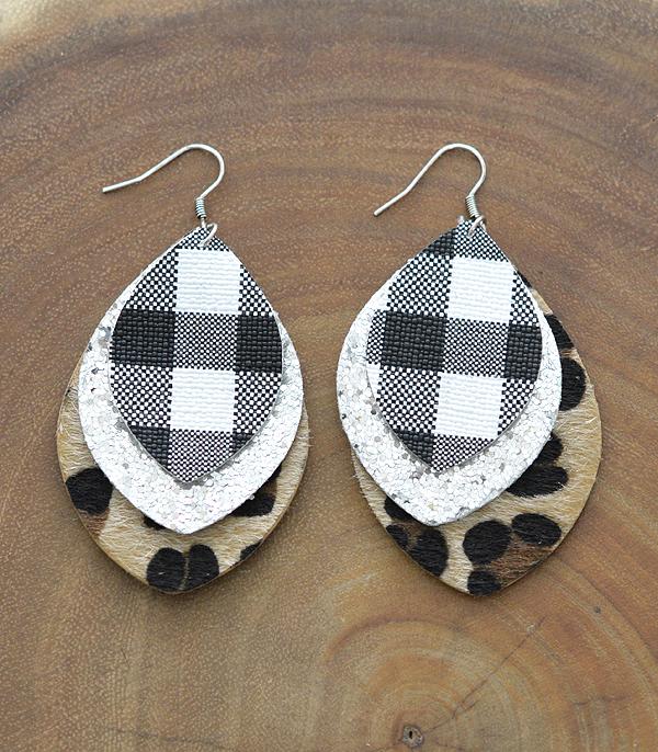 <font color=black>SALE ITEMS</font> :: JEWELRY :: Earrings :: Wholesale Buffalo Plaid Glitter Leopard Earrings