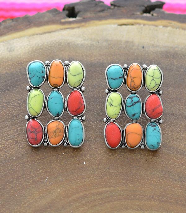 <font color=black>SALE ITEMS</font> :: JEWELRY :: Earrings :: Wholesale Turquoise Semi Stone Post Earrings