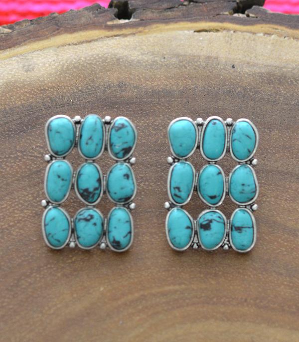 <font color=black>SALE ITEMS</font> :: JEWELRY :: Earrings :: Wholesale Turquoise Semi Stone Post Earrings